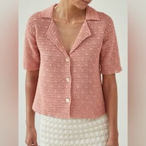 Rachel Comey Ripe Top, Lace Crochet, 100% Cotton, Blush, Size S